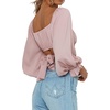 image:imageLYANER Womens Cute Off Shoulder Long Sleeve Self Tie Knot Crop Tube Top BlousePink