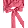 image:imageLYANER Womens Cute Off Shoulder Long Sleeve Self Tie Knot Crop Tube Top BlousePink Tulip