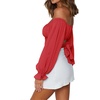 image:imageLYANER Womens Cute Off Shoulder Long Sleeve Self Tie Knot Crop Tube Top BlouseRed