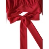 image:imageLYANER Womens Cute Off Shoulder Long Sleeve Self Tie Knot Crop Tube Top BlouseRed