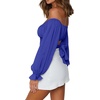 image:imageLYANER Womens Cute Off Shoulder Long Sleeve Self Tie Knot Crop Tube Top BlouseRoyal Blue
