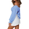 image:imageLYANER Womens Cute Off Shoulder Long Sleeve Self Tie Knot Crop Tube Top BlouseSky Blue