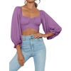 image:imageLYANER Womens Cute Off Shoulder Long Sleeve Self Tie Knot Crop Tube Top BlouseViolet