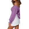 image:imageLYANER Womens Cute Off Shoulder Long Sleeve Self Tie Knot Crop Tube Top BlouseViolet
