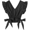 image:imageLYANER Womens Cute V Neck Ruffle Cap Sleeve Side Bow Shirred Hem Summer Crop Tank Tops Peplum Blouse02 Black