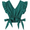 image:imageLYANER Womens Cute V Neck Ruffle Cap Sleeve Side Bow Shirred Hem Summer Crop Tank Tops Peplum Blouse02 Teal
