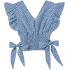 image:imageLYANER Womens Cute V Neck Ruffle Cap Sleeve Side Bow Shirred Hem Summer Crop Tank Tops Peplum BlouseDusty Blue
