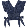 image:imageLYANER Womens Cute V Neck Ruffle Cap Sleeve Side Bow Shirred Hem Summer Crop Tank Tops Peplum BlouseNavy