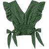 image:imageLYANER Womens Cute V Neck Ruffle Cap Sleeve Side Bow Shirred Hem Summer Crop Tank Tops Peplum BlousePolka Dots Dark Green