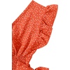image:imageLYANER Womens Cute V Neck Ruffle Cap Sleeve Side Bow Shirred Hem Summer Crop Tank Tops Peplum BlousePolka Dots Orange Red