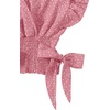 image:imageLYANER Womens Cute V Neck Ruffle Cap Sleeve Side Bow Shirred Hem Summer Crop Tank Tops Peplum BlousePolka Dots Pink