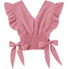 image:imageLYANER Womens Cute V Neck Ruffle Cap Sleeve Side Bow Shirred Hem Summer Crop Tank Tops Peplum BlousePolka Dots Pink