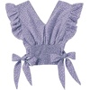 image:imageLYANER Womens Cute V Neck Ruffle Cap Sleeve Side Bow Shirred Hem Summer Crop Tank Tops Peplum BlousePurple