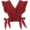 image:imageLYANER Womens Cute V Neck Ruffle Cap Sleeve Side Bow Shirred Hem Summer Crop Tank Tops Peplum BlouseRed
