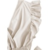 image:imageLYANER Womens Cute V Neck Ruffle Cap Sleeve Side Bow Shirred Hem Summer Crop Tank Tops Peplum BlouseSolid Beige