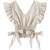 image:imageLYANER Womens Cute V Neck Ruffle Cap Sleeve Side Bow Shirred Hem Summer Crop Tank Tops Peplum BlouseSolid Beige