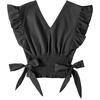 image:imageLYANER Womens Cute V Neck Ruffle Cap Sleeve Side Bow Shirred Hem Summer Crop Tank Tops Peplum BlouseSolid Black