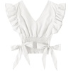 image:imageLYANER Womens Cute V Neck Ruffle Cap Sleeve Side Bow Shirred Hem Summer Crop Tank Tops Peplum BlouseSolid White