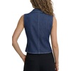 image:imageLYANER Womens Denim Vest Sleeveless Collared V Neck Button Down Casual Summer Jean Tank Shirt TopBlue