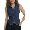 image:imageLYANER Womens Denim Vest Sleeveless Collared V Neck Button Down Casual Summer Jean Tank Shirt TopBlue