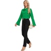 image:imageLYANER Womens Elegant Bow Tie Mock Neck Bell Long Sleeve Blouse Shirts TopGreen
