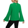 image:imageLYANER Womens Elegant Bow Tie Mock Neck Bell Long Sleeve Blouse Shirts TopGreen
