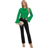 image:imageLYANER Womens Elegant Bow Tie Mock Neck Bell Long Sleeve Blouse Shirts TopGreen
