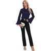 image:imageLYANER Womens Elegant Bow Tie Mock Neck Bell Long Sleeve Blouse Shirts TopNavy Blue