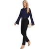 image:imageLYANER Womens Elegant Bow Tie Mock Neck Bell Long Sleeve Blouse Shirts TopNavy Blue