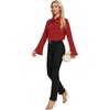 image:imageLYANER Womens Elegant Bow Tie Mock Neck Bell Long Sleeve Blouse Shirts TopRed