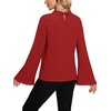 image:imageLYANER Womens Elegant Bow Tie Mock Neck Bell Long Sleeve Blouse Shirts TopRed
