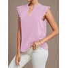 image:imageLYANER Womens Elegant Notch V Neck Lace Trim Cap Sleeve Blouse Shirt Sleeveless TopLight Purple