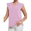 image:imageLYANER Womens Elegant Notch V Neck Lace Trim Cap Sleeve Blouse Shirt Sleeveless TopLight Purple