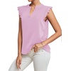 image:imageLYANER Womens Elegant Notch V Neck Lace Trim Cap Sleeve Blouse Shirt Sleeveless TopLight Purple