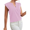 image:imageLYANER Womens Elegant Notch V Neck Lace Trim Cap Sleeve Blouse Shirt Sleeveless TopLight Purple