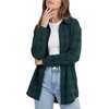 image:imageLYANER Womens Flannel Plaid Shirts Oversized Button Down Long Sleeve Shirts Womens Blouse Clothes TopsDark Green
