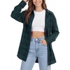 image:imageLYANER Womens Flannel Plaid Shirts Oversized Button Down Long Sleeve Shirts Womens Blouse Clothes TopsDark Green