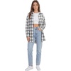 image:imageLYANER Womens Flannel Plaid Shirts Oversized Button Down Long Sleeve Shirts Womens Blouse Clothes TopsWhite