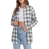 image:imageLYANER Womens Flannel Plaid Shirts Oversized Button Down Long Sleeve Shirts Womens Blouse Clothes TopsWhite