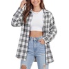 image:imageLYANER Womens Flannel Plaid Shirts Oversized Button Down Long Sleeve Shirts Womens Blouse Clothes TopsWhite