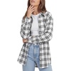 image:imageLYANER Womens Flannel Plaid Shirts Oversized Button Down Long Sleeve Shirts Womens Blouse Clothes TopsWhite
