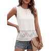 image:imageLYANER Womens Floral Sheer Lace Hem Round Neck Sleeveless Elegant Blouse Tank TopWhite