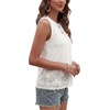image:imageLYANER Womens Floral Sheer Lace Hem Round Neck Sleeveless Elegant Blouse Tank TopWhite