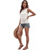 image:imageLYANER Womens Floral Sheer Lace Hem Round Neck Sleeveless Elegant Blouse Tank TopWhite