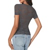 image:imageLYANER Womens Lace Top Cute Short Sleeve Fitted Mesh Sheer T Shirt Going Out Tee TopsDeep Grey