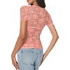 image:imageLYANER Womens Lace Top Cute Short Sleeve Fitted Mesh Sheer T Shirt Going Out Tee TopsLight Pink