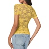 image:imageLYANER Womens Lace Top Cute Short Sleeve Fitted Mesh Sheer T Shirt Going Out Tee TopsLight Yellow