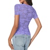 image:imageLYANER Womens Lace Top Cute Short Sleeve Fitted Mesh Sheer T Shirt Going Out Tee TopsViolet