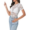 image:imageLYANER Womens Lace Top Cute Short Sleeve Fitted Mesh Sheer T Shirt Going Out Tee TopsWhite