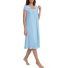 image:imageLYANER Womens Lace Trim Button Sweetheart Neck Short Sleeve Ruched Casual Midi NightdressBlue